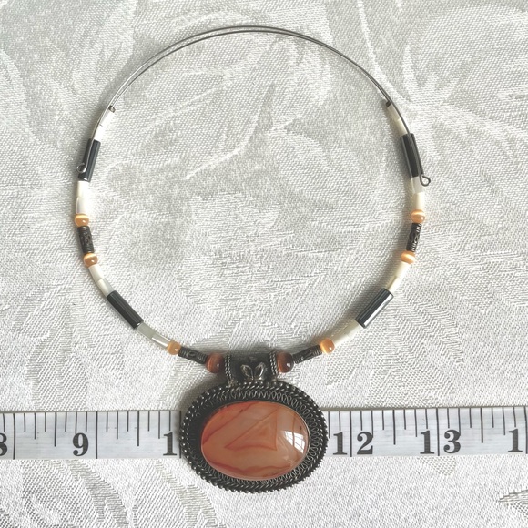 Orange Agate Choker Necklace - Picture 5 of 7